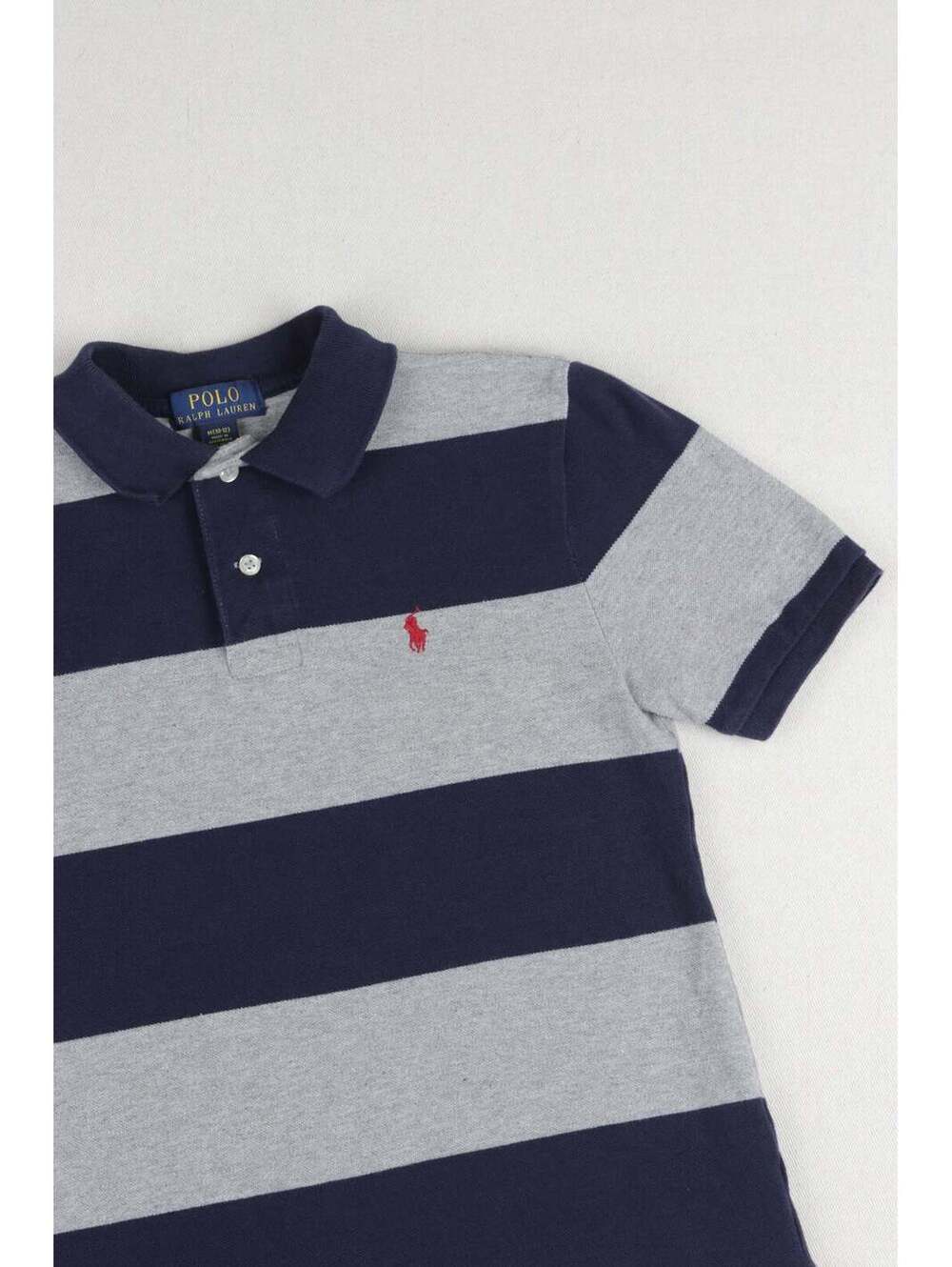 2010's Polo Ralph Lauren Kids Grey Stripe Short Sleeve Polo